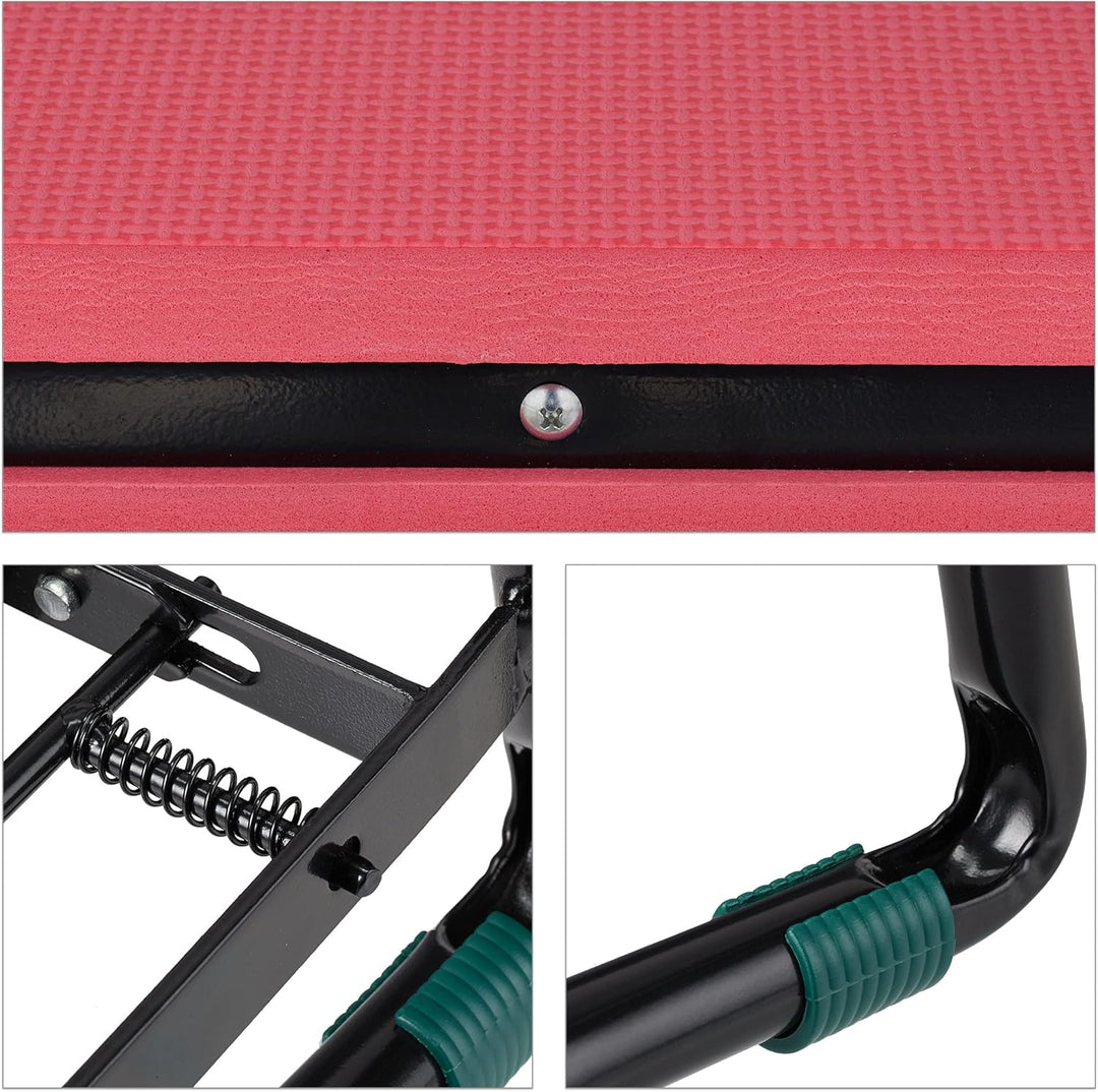 Relaxdays Kniebank mit Taschen, gepolstert, gelenkschonende Kniehilfe, bis 150 kg, klappbar, Gartena