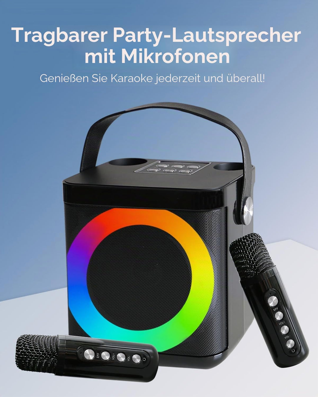 Karaoke Maschine, Karaoke anlage mit 2 mikrofonen,Bluetooth Karaoke Box, musikbox mit mikrofon Karao
