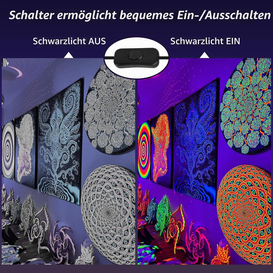 60W LED Schwarzlicht Strahler, NATPOW UV Schwarzlicht Fluter mit Stecker IP66 Wasserdicht Schwarzlic