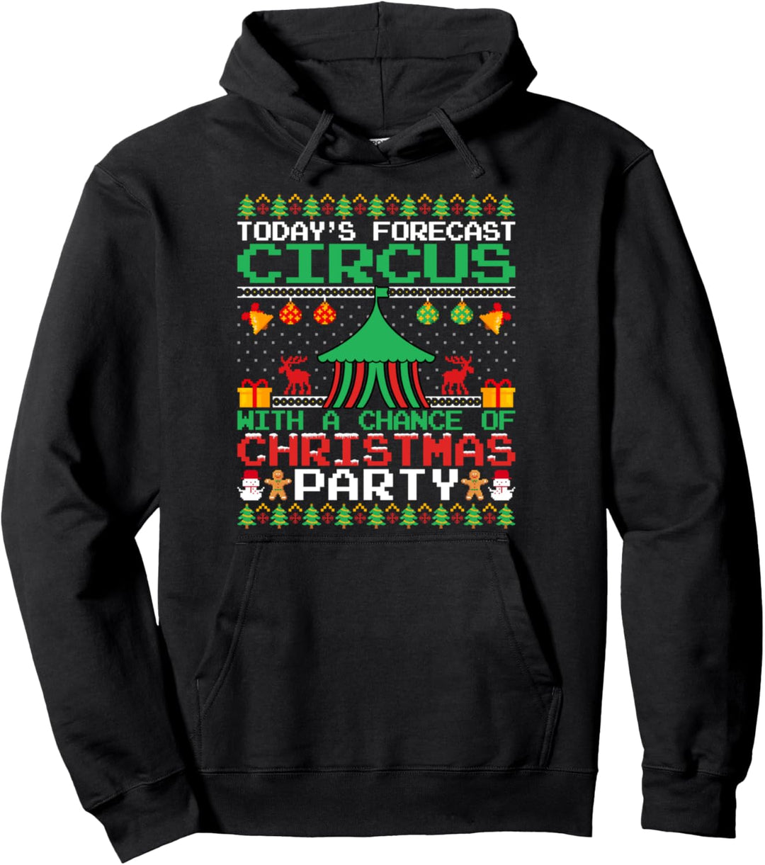 Circus Christmas Party Ringmaster Circus Xmas Ugly Style Pullover Hoodie