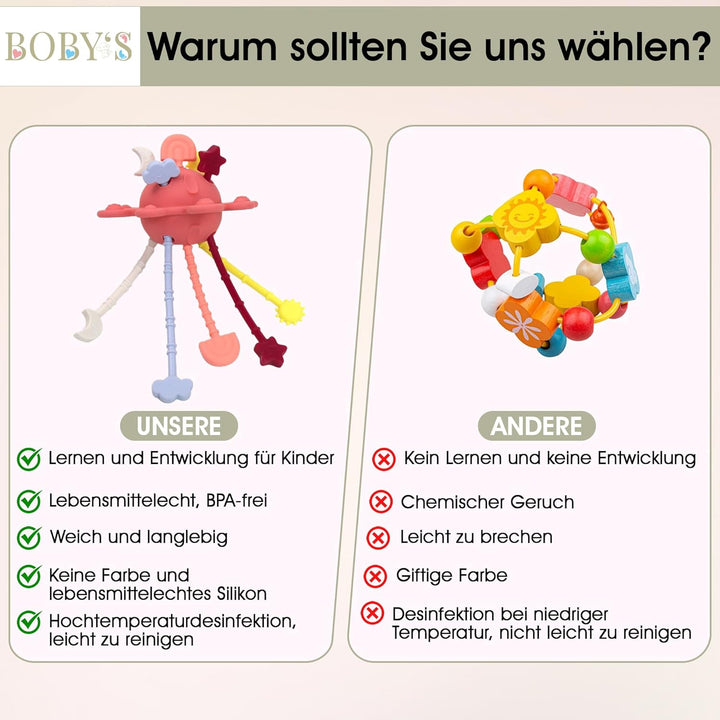 BOBY’S Activity Greifball Baby Spielzeug Silikon Beissring sensorisches Montessori Motorik Spielzeug