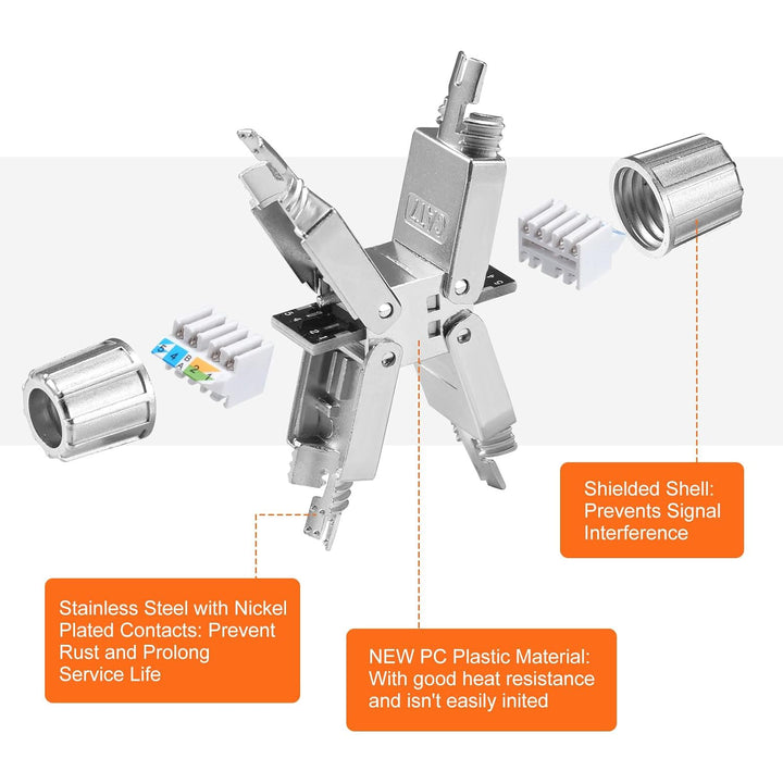 4 Stück Cat 7 Netzwerkkabel Verbinder werkzeuglos, RJ45 Cat7 Verbinder Kupplung Adapter für LAN Verl
