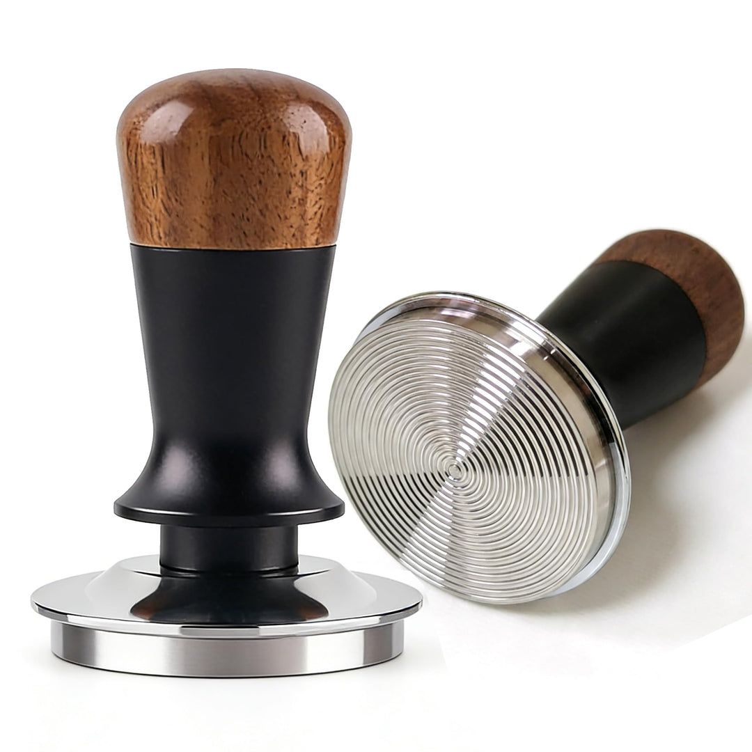 51mm Kaffee Tamper mit Walnuss-Griff, 30lbs Konstanter Druck Espresso Tamper, Edelstahl Kaffeestampf