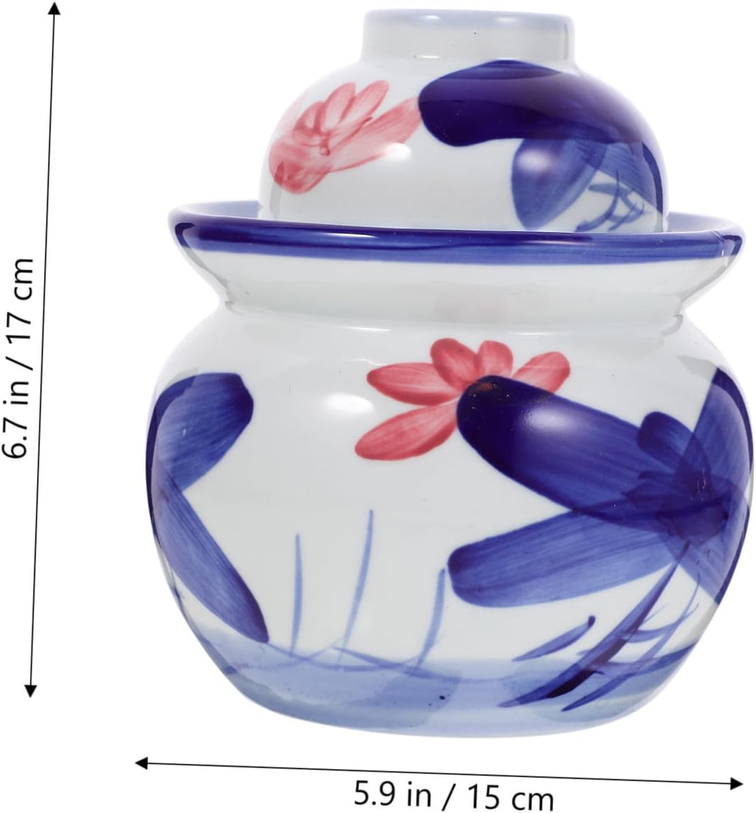 Cabilock Gurkentopf Keramik G?rtopf Kimchi Porzellan Gurkenglas Gurkenbeh?lter Sauerkrauttopf Tradit