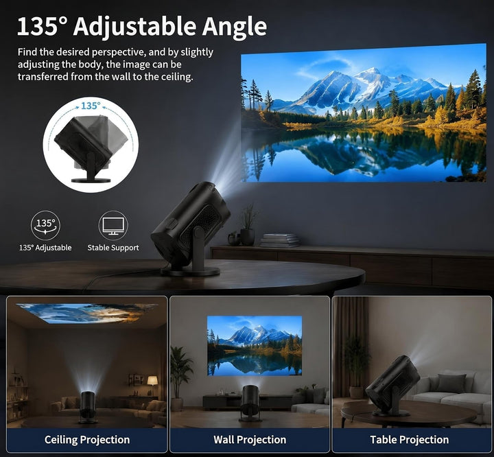 Mini Beamer, Tragbarer HD 1080P Heimkino Projektor mit HDMI-/USB-Kabelverbindung, Manueller Fokus, 1