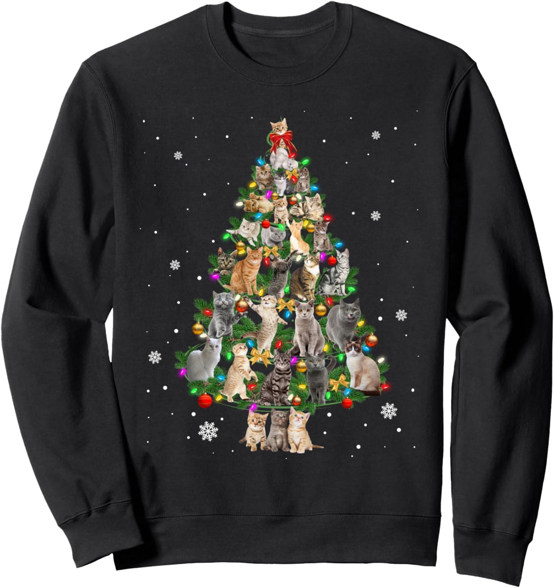 Cat Katze Weihnachten Katzen Baum Lichter Lustiges Geschenk Sweatshirt