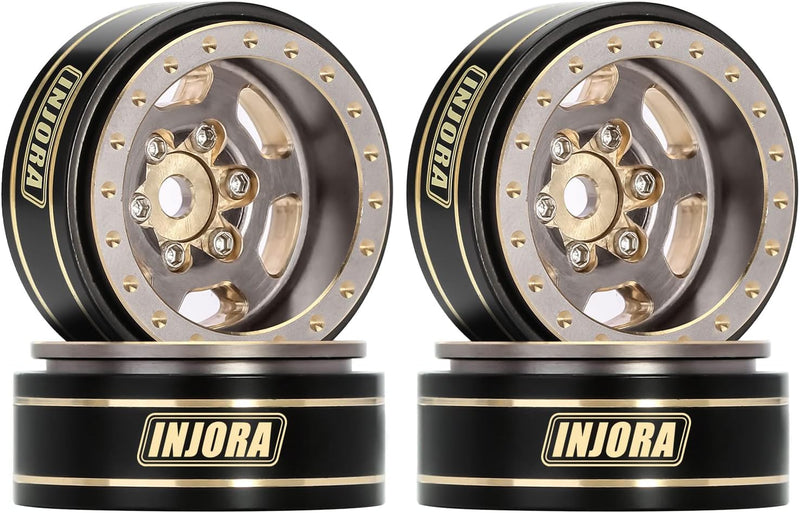 INJORA 1.0 Plus Messing Beadlock Felgen 43g/Stück 6-Speichen Felgen für TRX4M SCX24 FCX24 1/24 1/18