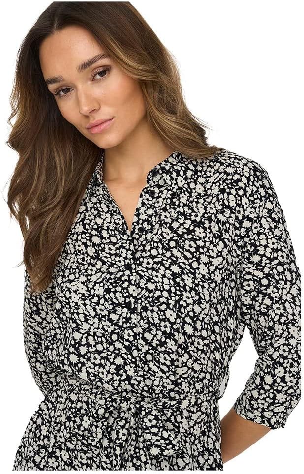 JACQUELINE de YONG Female Kleid Bedrucktes Blusenkleid 38 Black/Aop:daisy Flower, 38 Black/Aop:daisy