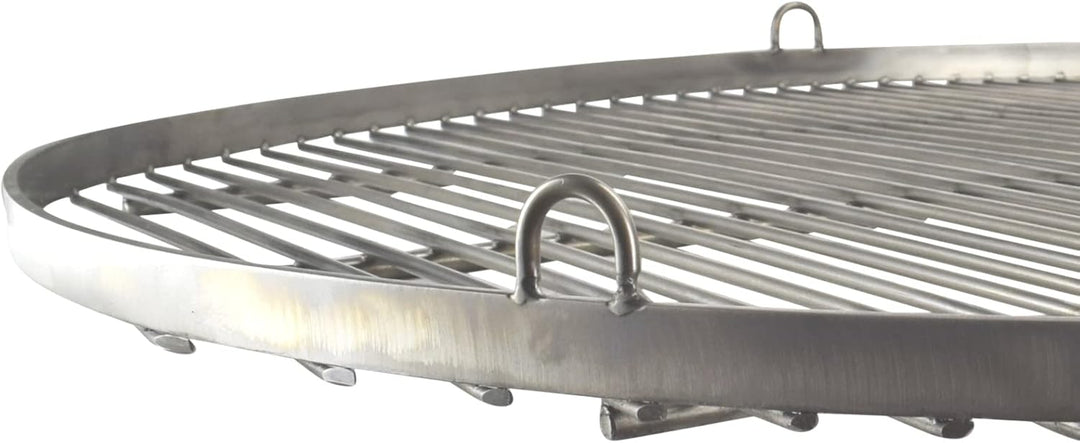Grillrost RUND - 90cm aus Edelstahl - Handwerksprodukt - Made in Germany mit 3 Aufhängeösen Ø 90 cm,