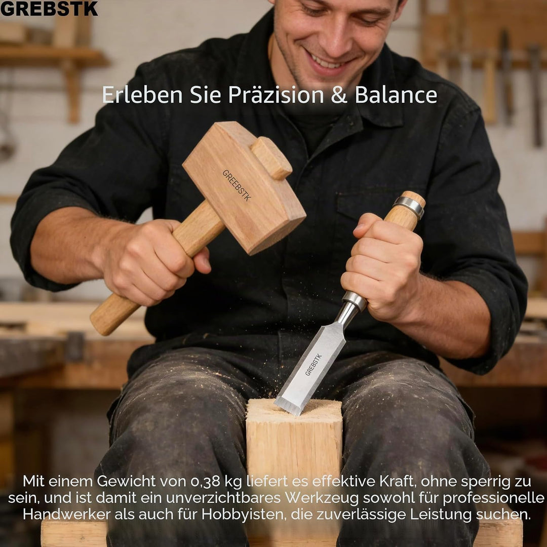 GREBSTK Holz Mallet Manuelle Eis Hammer Mallet Buche Solid Tischler Holzbearbeitung Mallet, 30cm