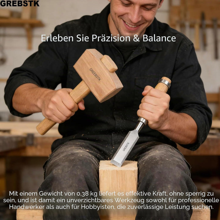 GREBSTK Holz Mallet Manuelle Eis Hammer Mallet Buche Solid Tischler Holzbearbeitung Mallet, 30cm