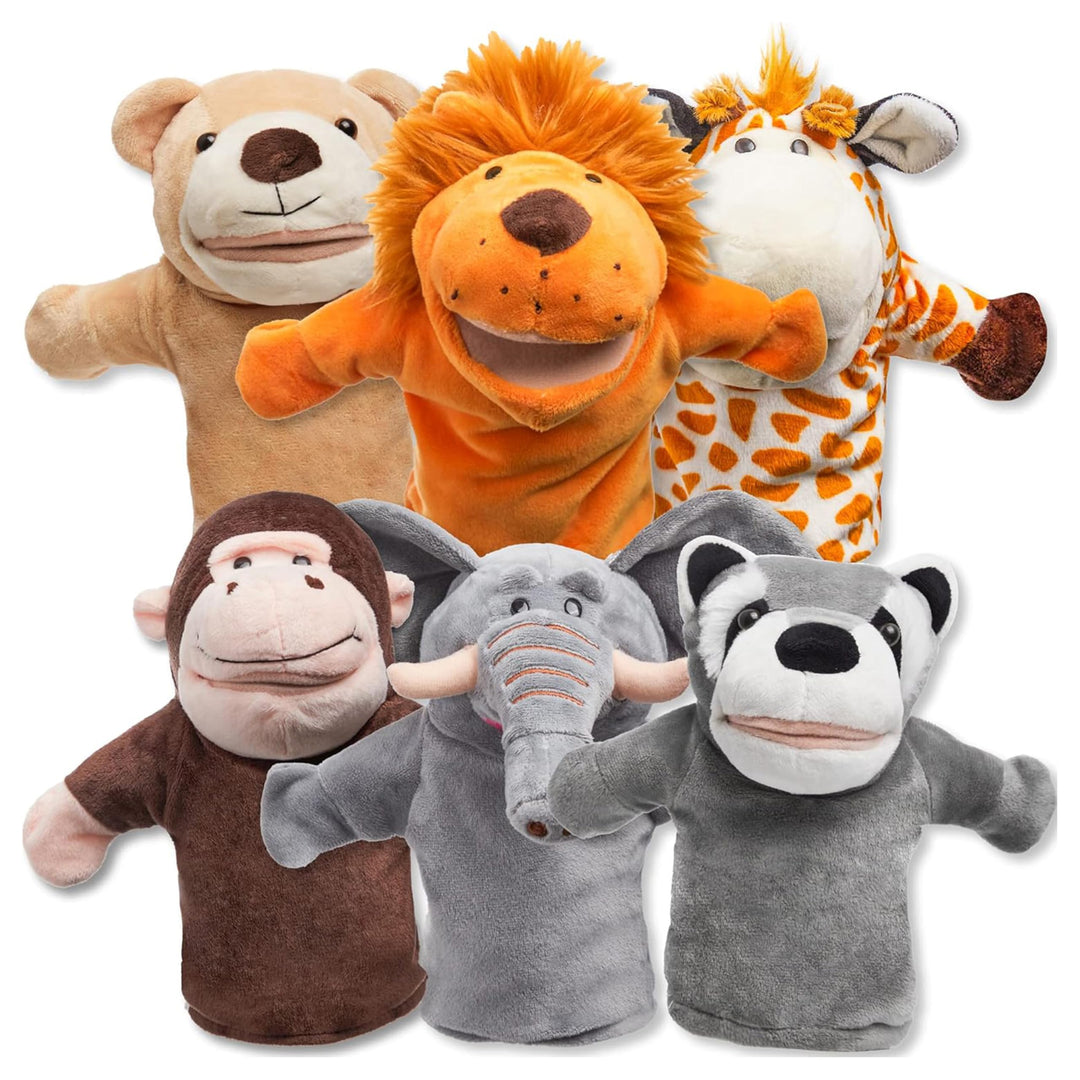 JOYIN 6 Stück Tier Handpuppen Spielzeug Set für Kinder,Freunde Im Tiergarten, Deluxe plüschtiere Kin