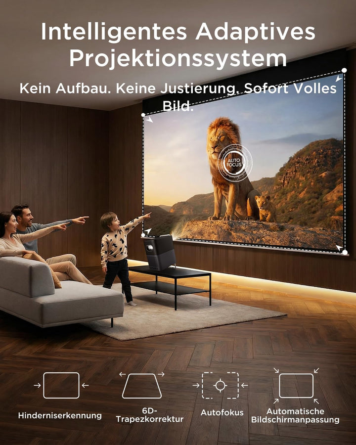 TCL A1s Beamer 4K Full HD, Offizielles Google TV (APV/Netflix/Disney), 2 Dolby 8W, 600 ISO Lumen, Bl