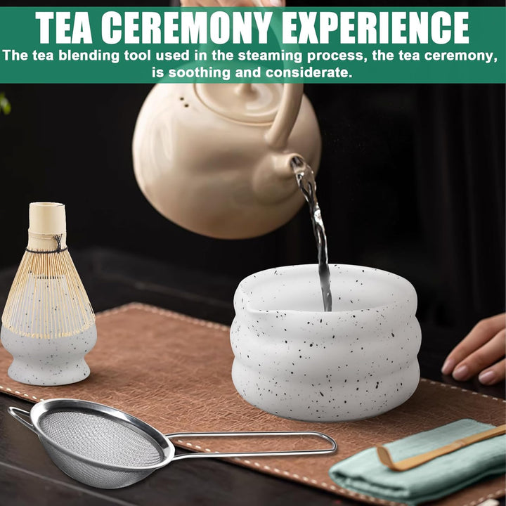 7 Stück Premium Matcha Set: Japanisches Matcha Tea Set Komplett mit Keramik Matcha Schale, Chasen, L