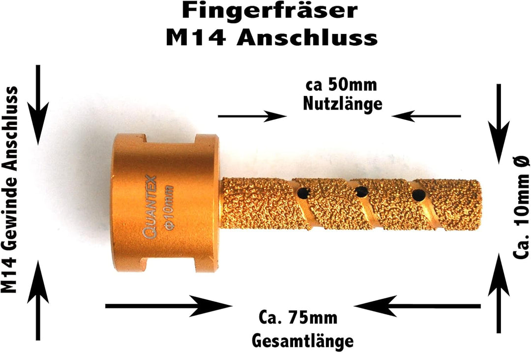 Diamant Fingerfräser 10mm - M14 Gewinde - Vollbohrer, Lochfräser, Fliesenbohrer, Fliesenfräser.