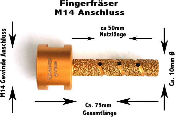 Diamant Fingerfräser 10mm - M14 Gewinde - Vollbohrer, Lochfräser, Fliesenbohrer, Fliesenfräser.