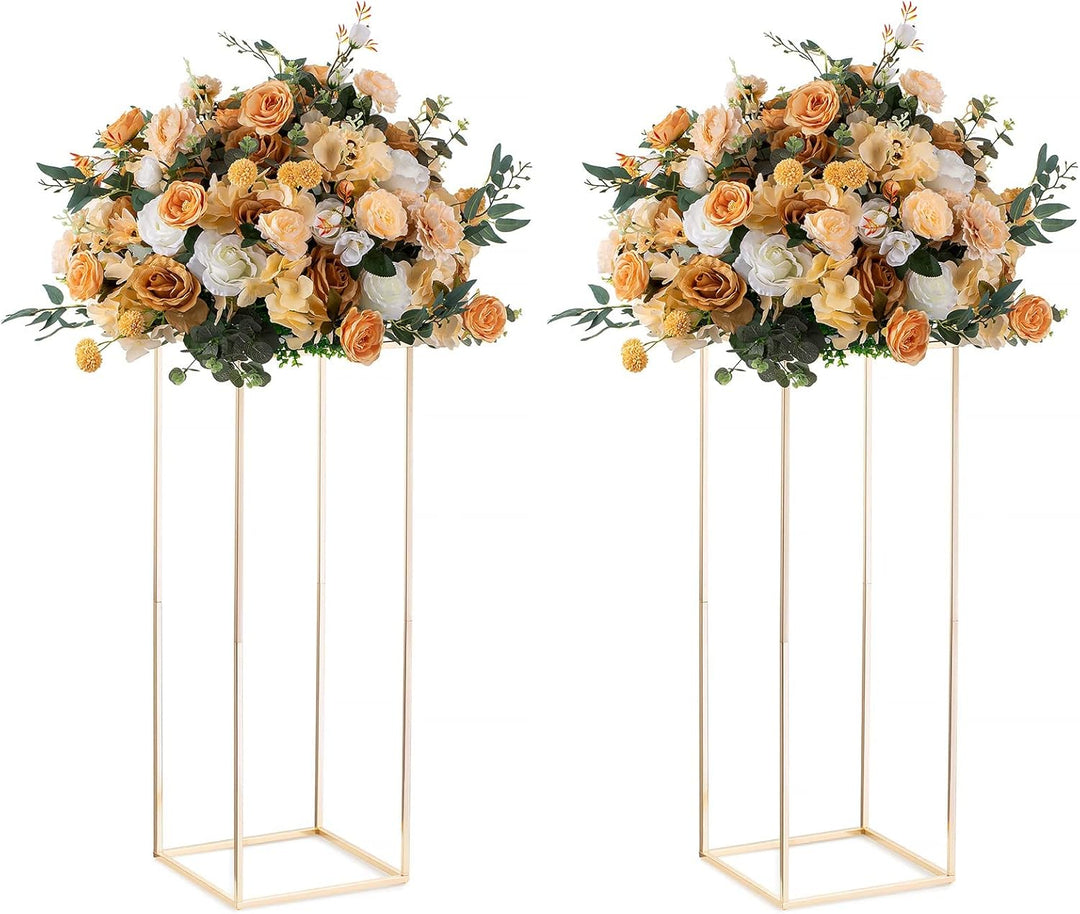 Nuptio Hochzeit Tafelaufsätze für Tische mit Acrylplatte - 2 Stück 80cm Hohe Goldvase für Tafelaufsä
