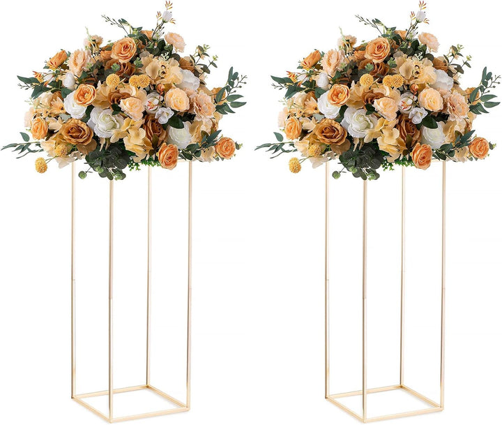 Nuptio Hochzeit Tafelaufsätze für Tische mit Acrylplatte - 2 Stück 80cm Hohe Goldvase für Tafelaufsä