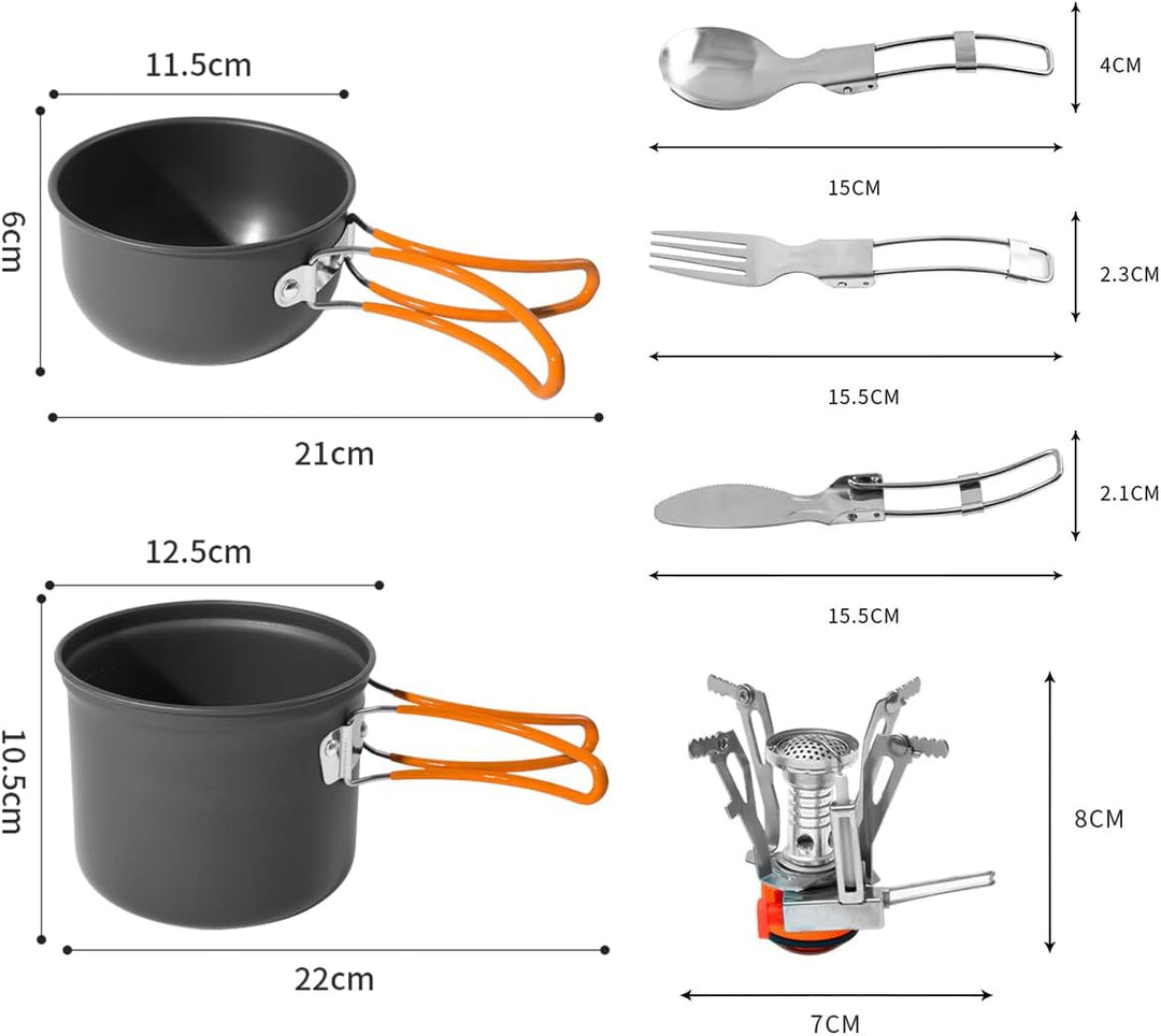 Outdoor Camping Picknick Geschirrset 1-2 Personen Camping Kochgeschirr Herd Ultraleicht Camping Koch