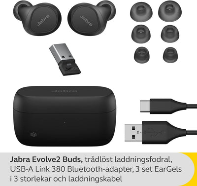 Jabra Evolve2 Buds True Wireless In-Ear-Bluetooth mit aktiver Geräuschunterdrückung (ANC), 4 Mic Mul