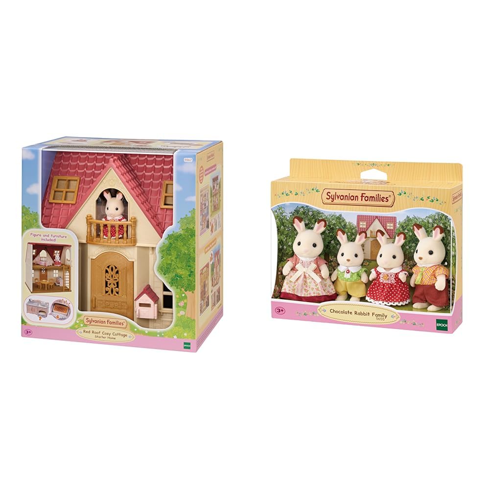 Sylvanian Families 5567 Starter Haus NEU, Multicolore & L5655 Schokoladenhasen Familie NEU Bundle mi