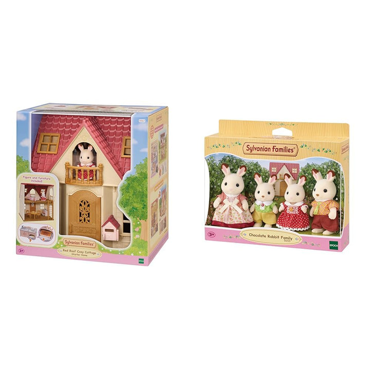 Sylvanian Families 5567 Starter Haus NEU, Multicolore & L5655 Schokoladenhasen Familie NEU Bundle mi