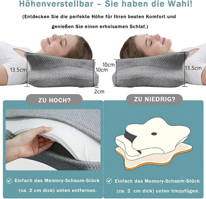 Memory Foam Kissen, Gebärmutterhalskissen für Nacken und Schultern Schmerzlinderung, Ergonomische Ko