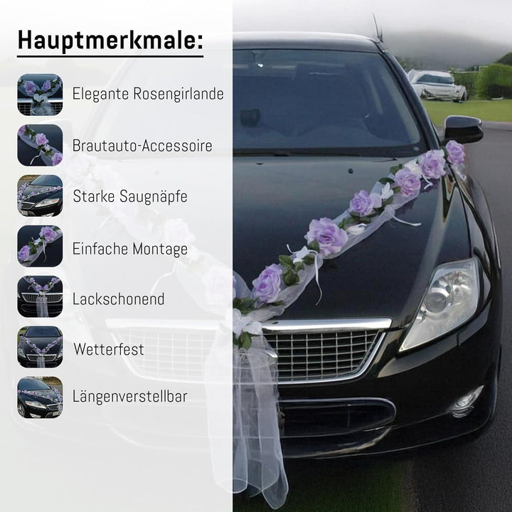 Rosen Girlande Braut Paar Rose Deko Dekoration Autoschmuck Hochzeit Car Auto Wedding ®Auto-schmuck D