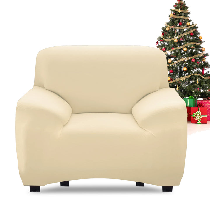 FIGOOO Sofabezug 1 Sitzer Stretch Sofabezüge mit Armlehnen Spandex Couchbezug Modern Anti-Rutsch Was