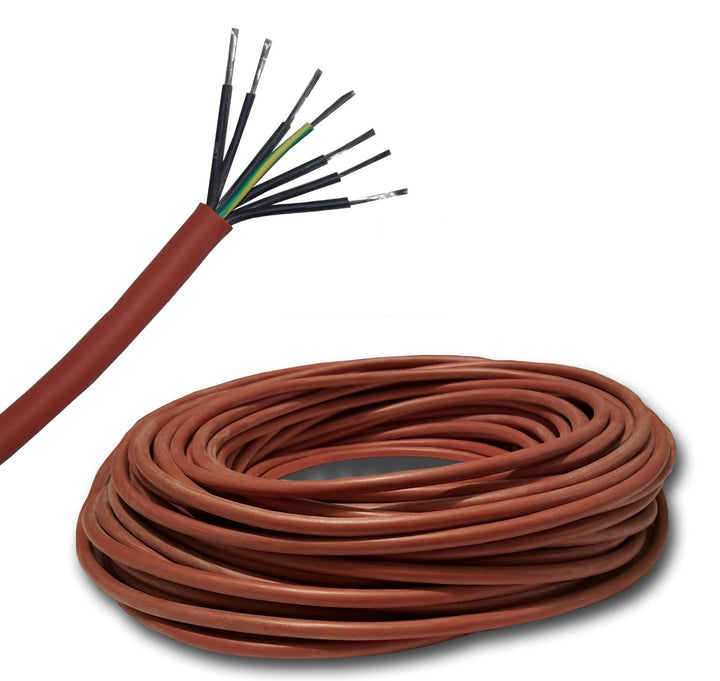 Silikonkabel Saunakabel SIHF-J 7x1,5 mm² - 99,9% OFC Kupfer verzinnt -Meterware- Auswahl in 1 Meter