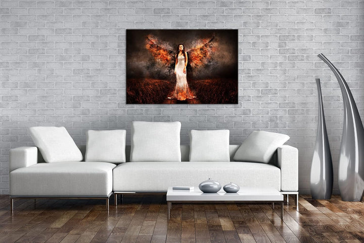 deyoli feuriger Engel Format: 60x40 als Leinwandbild, Motiv fertig gerahmt auf Echtholzrahmen, Hochw