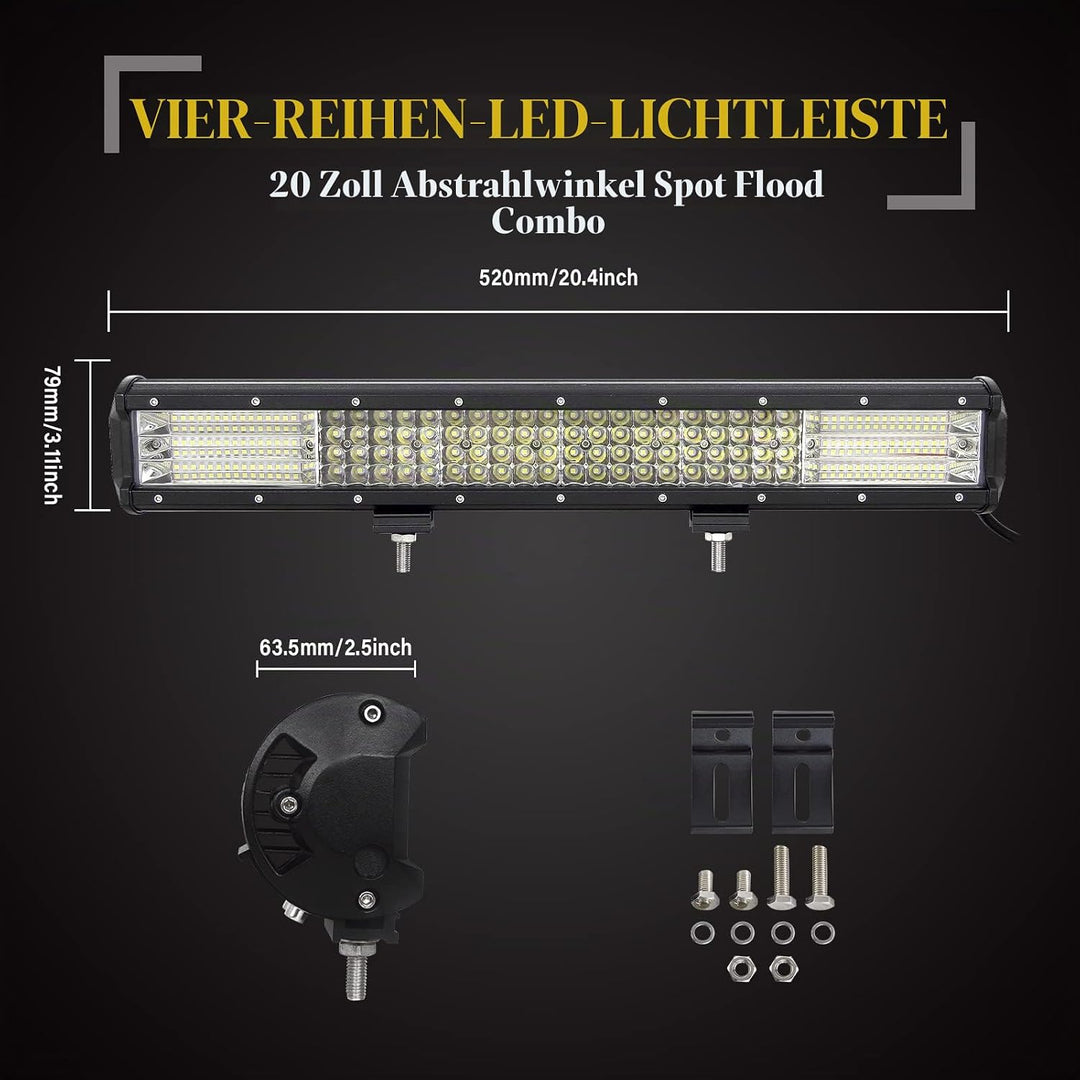 SKYWORLD 50.8cm Arbeitsscheinwerfer 510W LED-Lichtleiste, Zusatzscheinwerfer Offroad Scheinwerfer, k