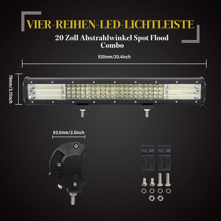 SKYWORLD 50.8cm Arbeitsscheinwerfer 510W LED-Lichtleiste, Zusatzscheinwerfer Offroad Scheinwerfer, k