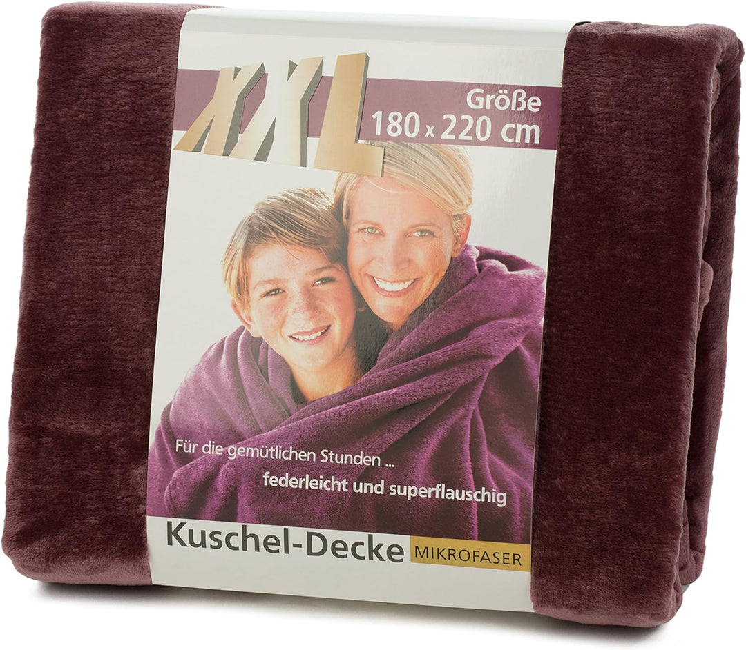 Gözze - Wohn- und Kuscheldecke, Memphis, Hohes Stoffgewicht 300 g/m², 180 x 220 cm - Beere 180 x 220