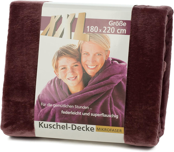 Gözze - Wohn- und Kuscheldecke, Memphis, Hohes Stoffgewicht 300 g/m², 180 x 220 cm - Beere 180 x 220