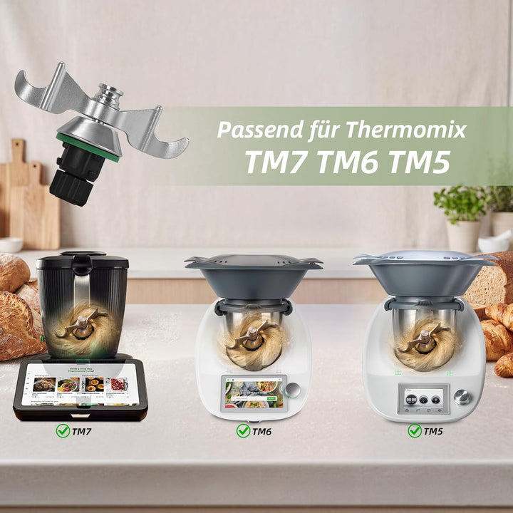 EYMPEU Teigmesser für Thermomix TM7 TM6 TM5, Edelstahl Knetmesser Zubehör, Effizientes Kneten, Spülm