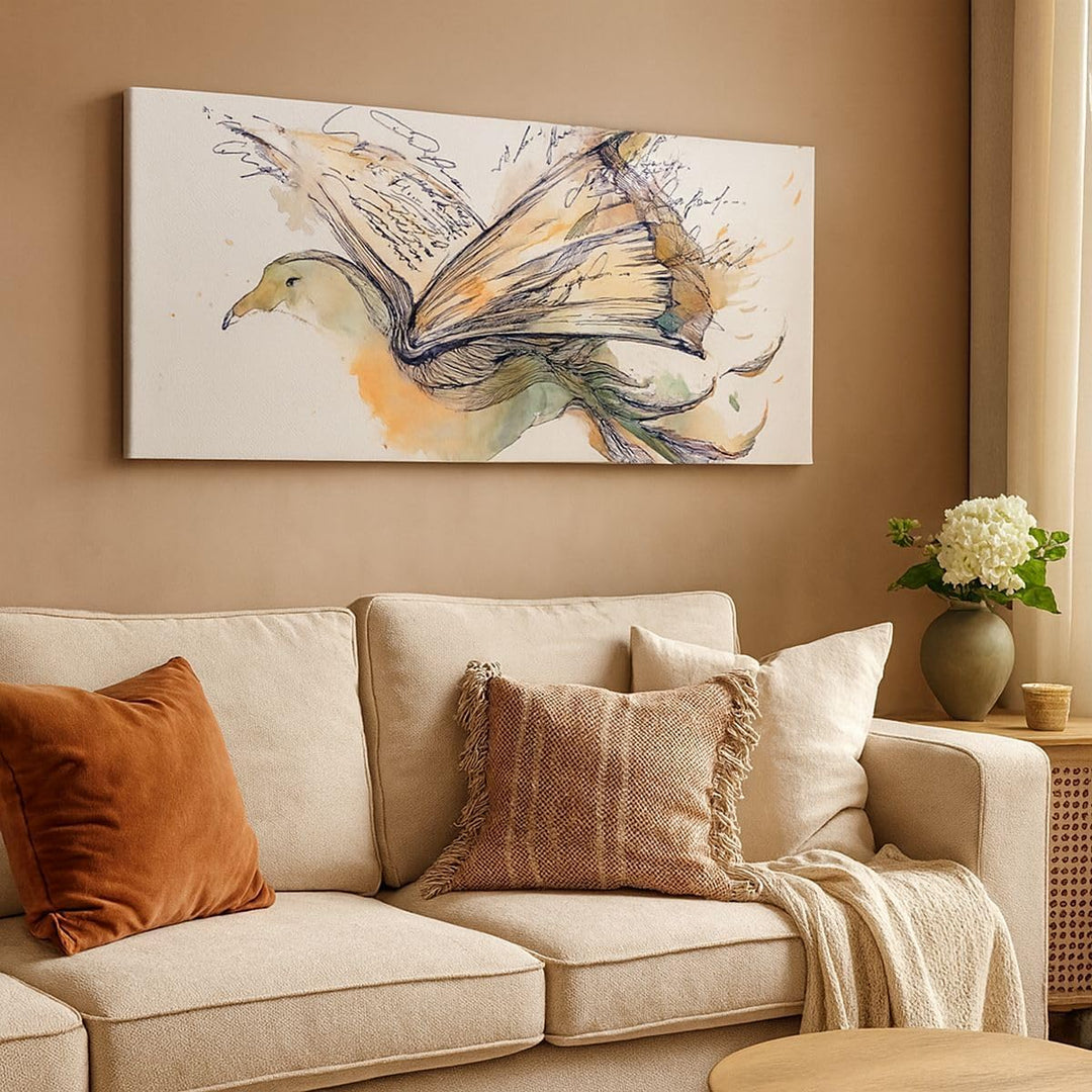 Wandbilder Dekoration Wohnzimmer Vogel Fantasie Konzept Panorama Bilder auf Leinwand 120x50cm Leinwa