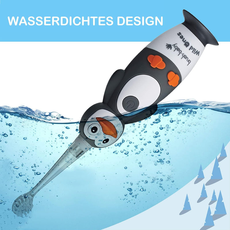 Brush-Baby WildOnes Kinder Elektrische Wiederaufladbare Zahnbürste,1 Griff, 3 Bürstenköpfe, USB-Lade