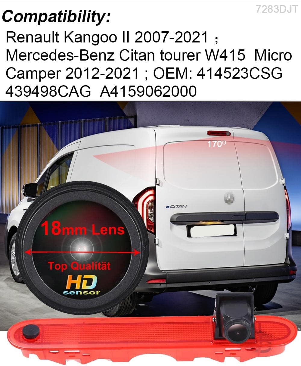 4.3 Zoll TFT LCD Farbdisplay Monitor + Super HD Nachtsicht Rückfahrkamera für Renault Kangoo II 2007