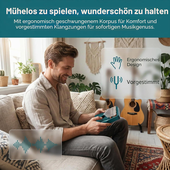Musfunny Kalimba Daumenklavier 17 Schlüssel: Fingerklaviere Holz Mit Lehrmaterial Stimmhammer- Thumb
