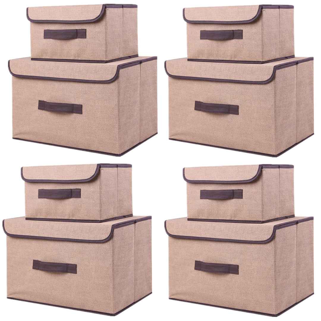 NCRGB 8 Stück Stoff Faltbare Aufbewahrungsboxen mit Deckel 36cm/4 Pack+26cm/4 Pack,Stoffaufbewahrung