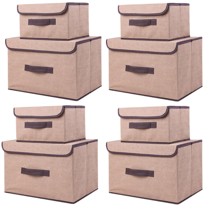 NCRGB 8 Stück Stoff Faltbare Aufbewahrungsboxen mit Deckel 36cm/4 Pack+26cm/4 Pack,Stoffaufbewahrung