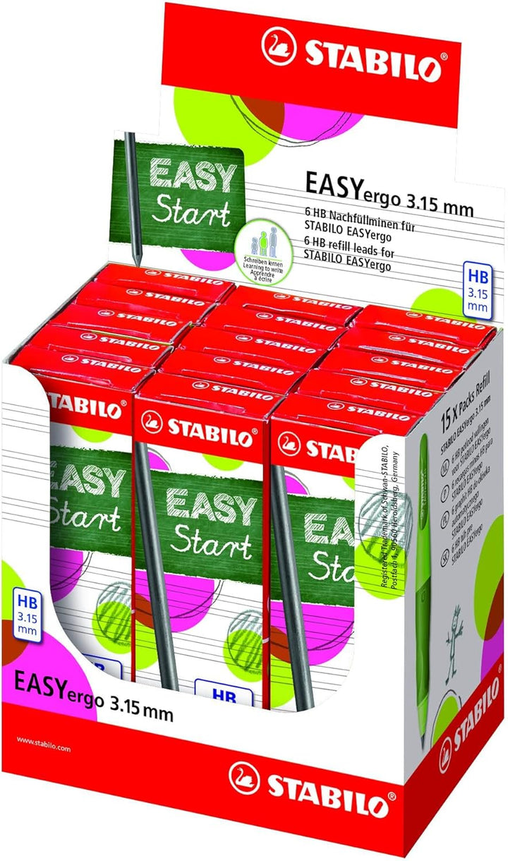 Minen zum Nachfüllen - STABILO EASYergo 3.15 Nachfüllminen - 15x 6er Pack im Display - Härtegrad HB