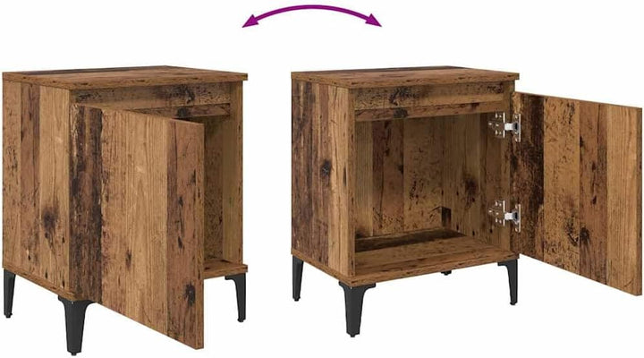 vidaXL Alter Holz Nachttisch Altes Holz Massivholz, Metall 40 x 30 x 50 cm, Altes Holz