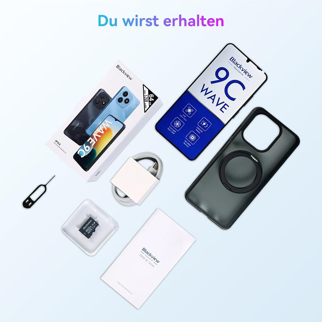 Blackview Wave 9C Handy Ohne Vertrag Günstig 12GB+64GB/2TB TF, IP54 6.56" Android 15 Smartphones Gün