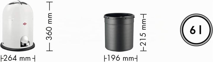 WESCO Mini Master Kosmetikeimer in der Farbe graphit matt, pulverbeschichtetes Stahlblech, 6 Liter V