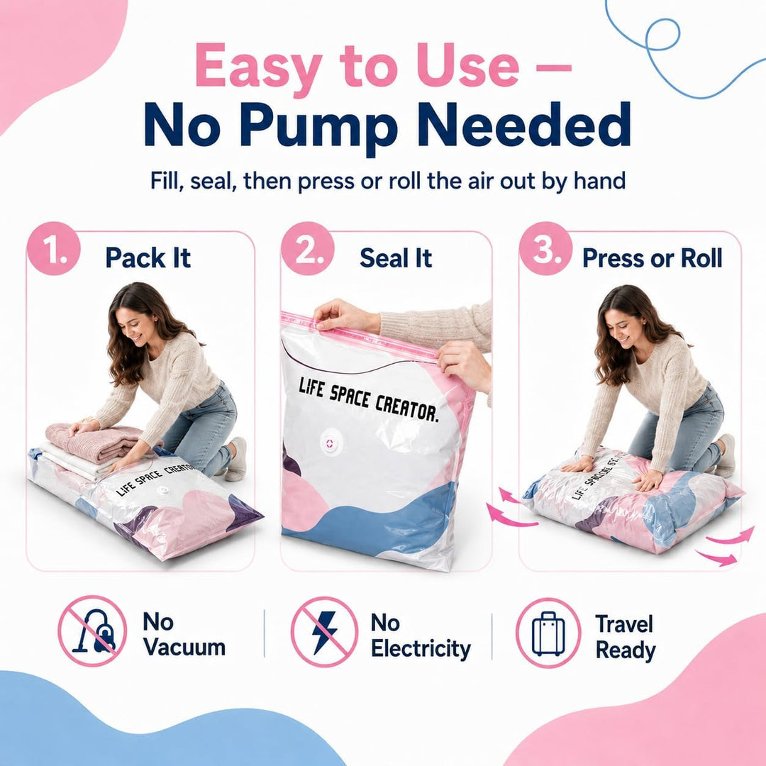 Vakuumbeutel Ohne Pumpe, No-Pump 3D Vacuum Life Space Creator Storage | Vacuum Storage Bags,4 Stück