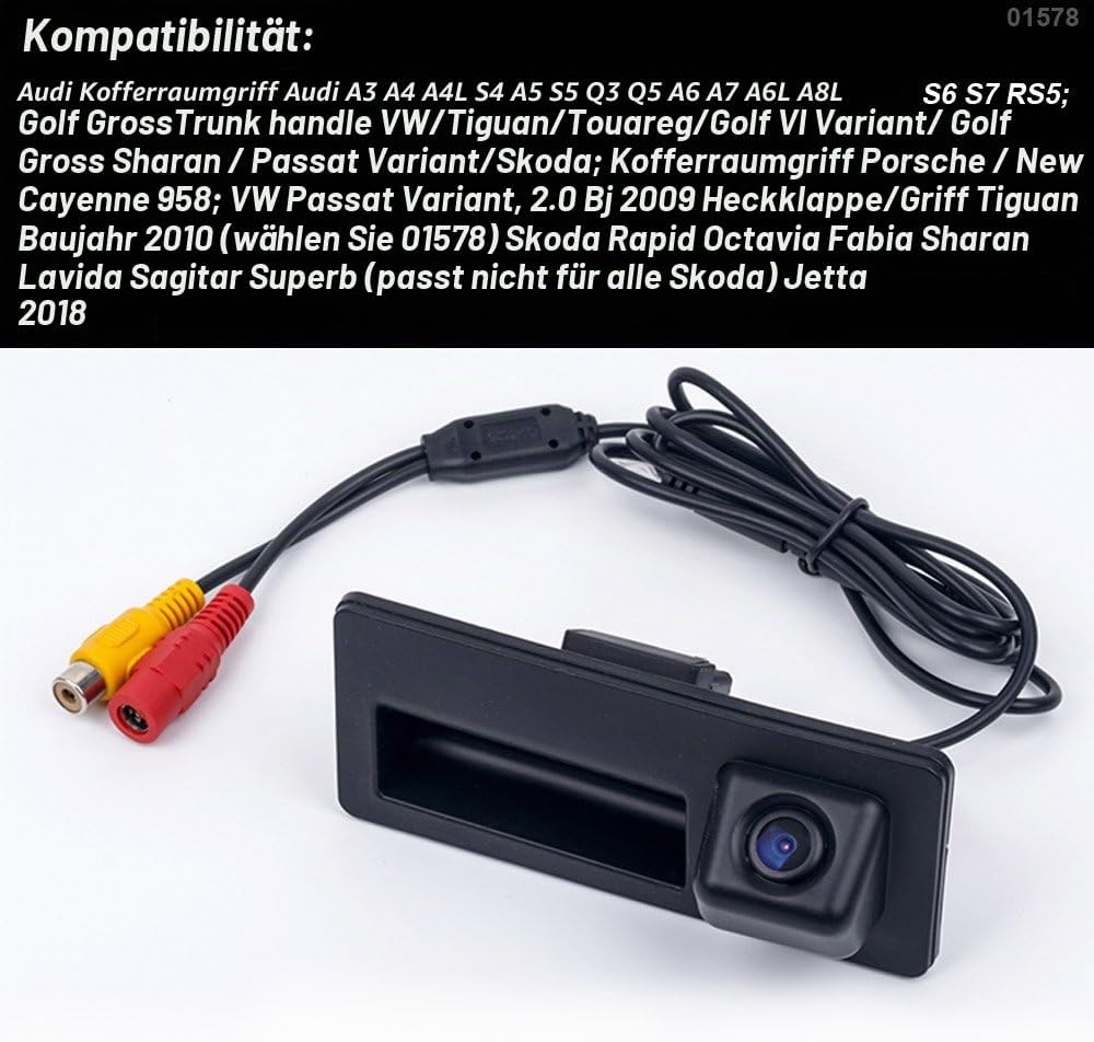 HD Kofferraumgriff Rückfahrkamera Einparkkamera Kompatibel mit Audi A3 A4L S4 A5 S5 Q3 Q5 A6 A7 A6L