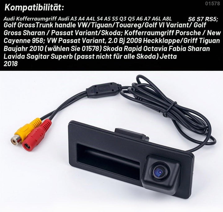 HD Kofferraumgriff Rückfahrkamera Einparkkamera Kompatibel mit Audi A3 A4L S4 A5 S5 Q3 Q5 A6 A7 A6L