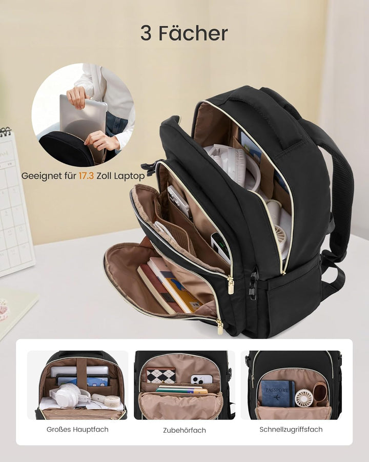 LOVEVOOK Rucksack Damen, 15,6 Zoll Laptop Schulrucksack Wasserdicht, Schultasche Teenager Backpack W